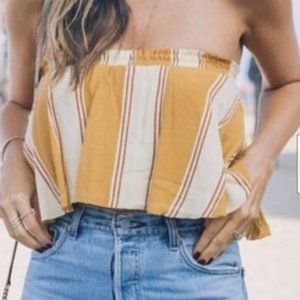 Faithfull the Brand Striped Bandeau Crop Tube Top